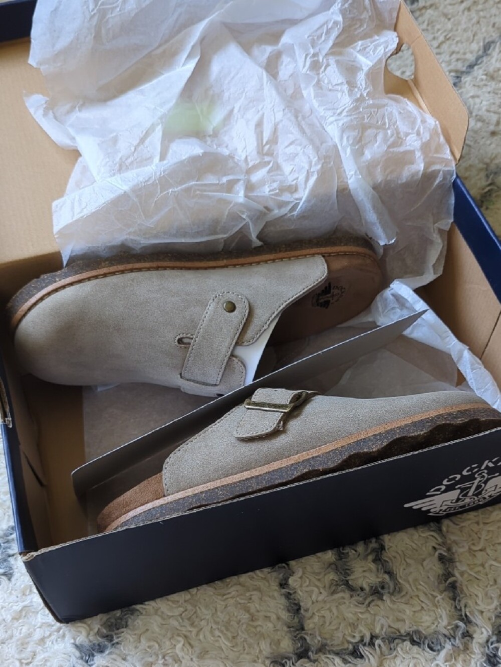 NIB- Dockers Taupe Bircham Suede Slip-On Clog with Buckle Accent - Picture 5 of 6